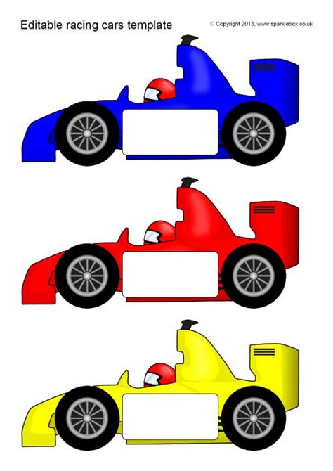 Editable Free Printable Race Car Templates